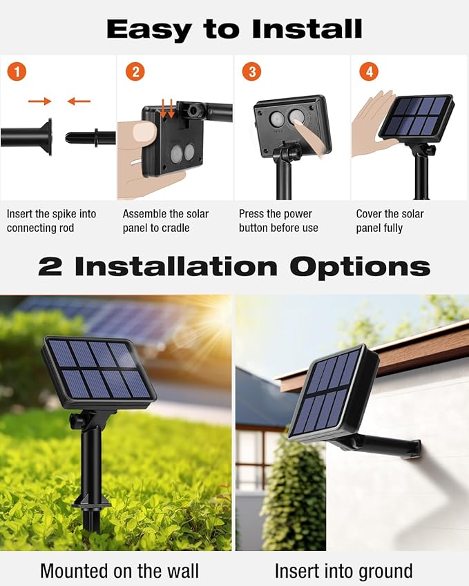 6 Pack Solar Fairy Lights for Outside Waterproof, 49FT/15M 150LED Solar String Lights Outdoor 8 Modes Solar Twinkle Lights for Garden Yard Halloween Decor, Orange-Purple