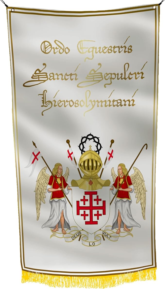 ORDER OF THE HOLY SEPULCHRE OF JERUSALEM CROSS 3x5 Feet Flag Banner - Vivid Colors Double Stitched 150D Quality Durable Decoration Banner - Easy Hanging Brass Grommets for Garden Flag, Outdoor Decor
