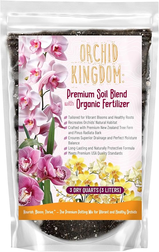Orchid Potting Mix – Orchid Bark, Sphagnum Moss, Tree Fern & Perlite for Repotting Phalaenopsis Orchids, Indoor Plants, Orchid Soil Medium – Sustrato para Orquídeas (3 Quart)