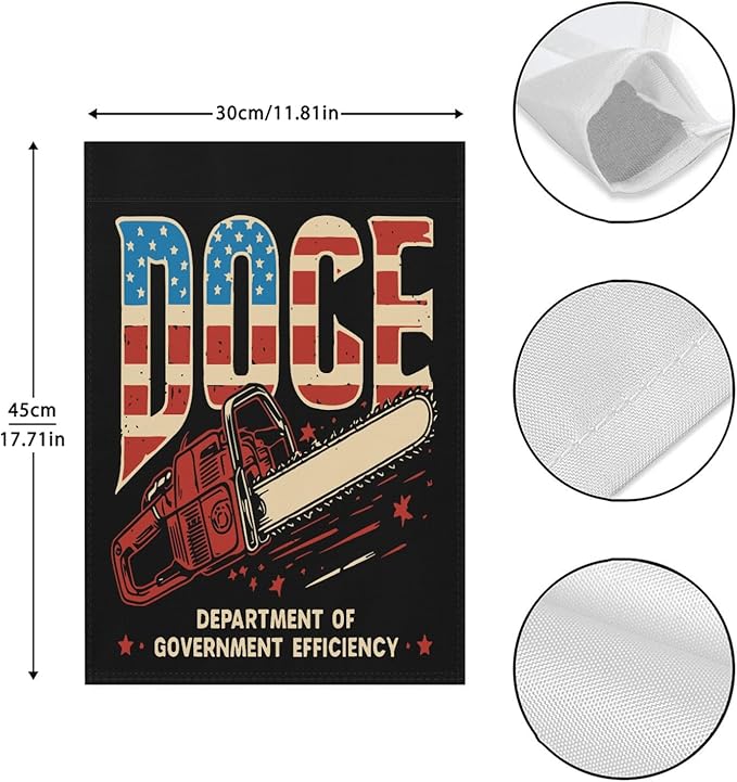 Chainsaws For Bureaucracy D.O.G.E US Flag Garden Flags 12x18 Double Sided Funny Banner for Indoor
