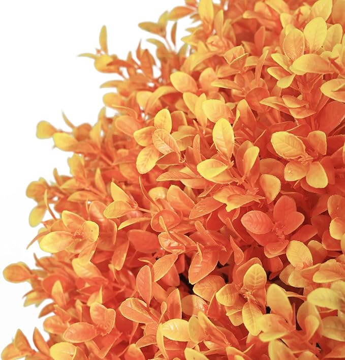 24" Tall Artificial Boxwood Ball Fall Topiary Trees Set of 2, UV Resistant Large Faux Plants Outdoor, 2ft Fake Bushes and Shrubs Look Real with Stake for Front Porch Outside Planter Backyard Decor