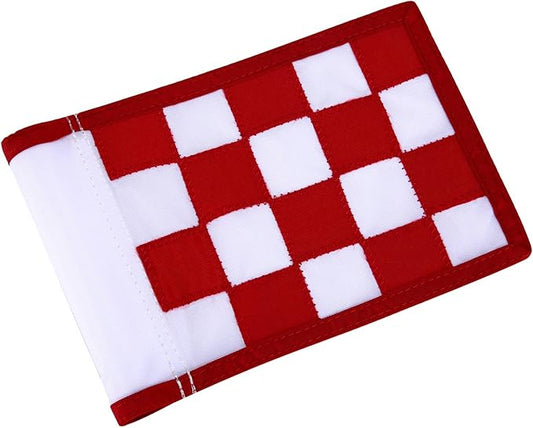 Nylon Golf Putting Green Flags - Solid & Checkered, Indoor/Outdoor, 8.7"x6" (White-Red)