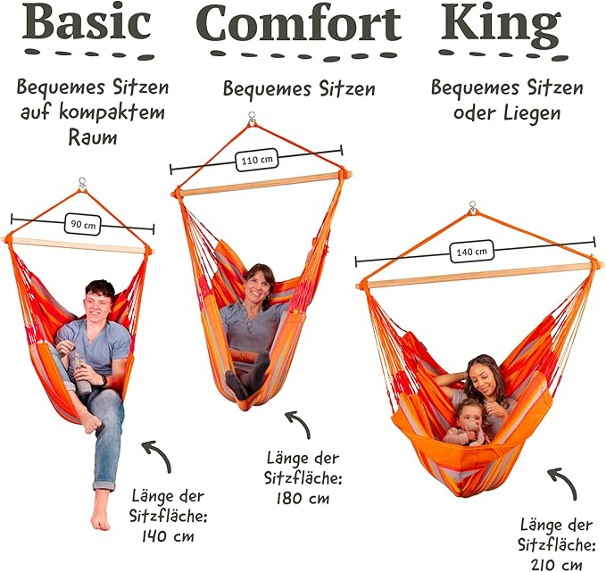 LA SIESTA® - Medium Basic Domingo Hammock Swing Chair - Weather & Tear Resistant Hanging Hammock Chair - Indoor Outdoor Hammock Chair Swing - Patio Porch Bedroom Hanging Chair - Max 250 Lbs, Toucan