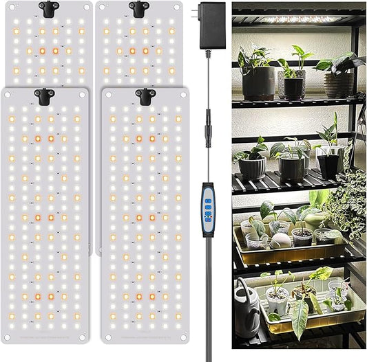 Garpsen Grow Light, 6000K Full Spectrum Plant Lights for Indoor Growing with Auto Timer 6/12/16H, 5 Dimmable Levels & 3 Color Modes, 552 LEDs Grow Lamp Panel for Seed Starting, Veg and Bloom(4Panels)