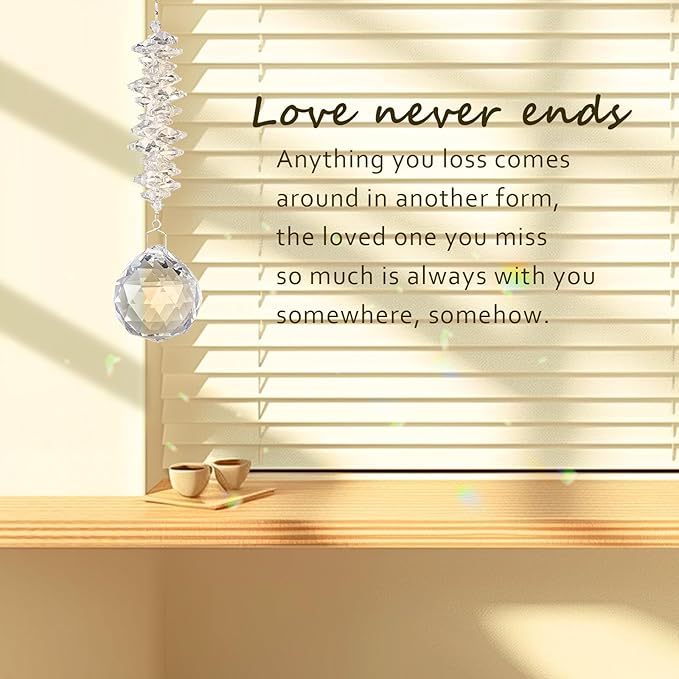Sympathy Gifts for Loss of Loved One, Unique Memorial Gifts, Bereavement Gift Ideas for Loss of Mom Dad Son, Sun Catchers Indoor Window, Christmas Decor, 40mm Crystal Ball Sun Catcher