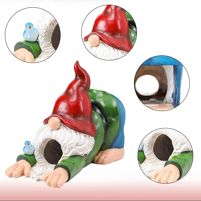 WONDER GARDEN Gnome Gutter Downspout Extensions - 3'' x 4'' Decorative Downspout Extender Diverter, Outdoor Splash Block Sculpture Garden Decor, Waterproof Gutter Guard for Lawn, Garden, Lawn