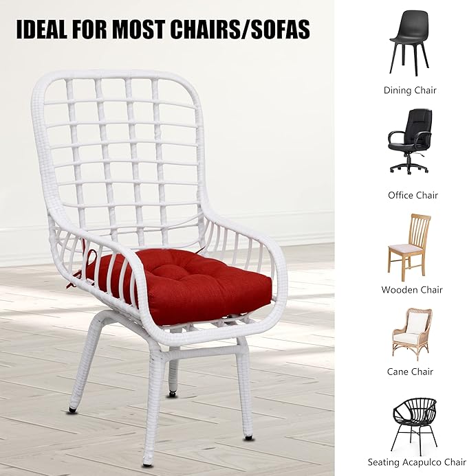 RACE LEAF Chair Cushions 19" x 19" Red - Outdoor/Indoor Patio Cushions Set of 2 - Replacement Cushions for Chairs and Seating - Chair Seat Pads for Porch, Deck, and Garden Seats