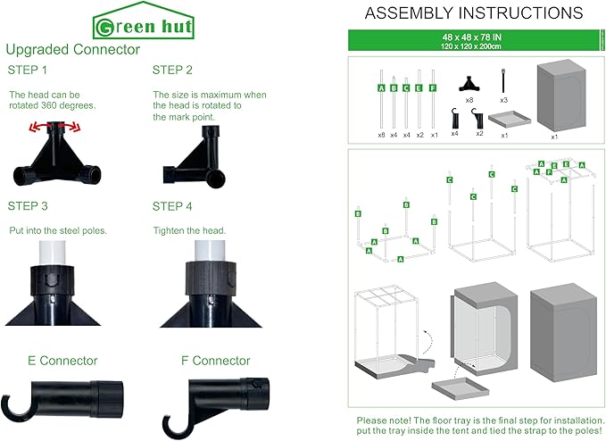 Grow Tent for Plants Indoor 48"x48"x78" Mylar Hydroponic Grow Tents Indoor Grow Room for Plant Fruit Flower Veg with Observation Window & Removable Waterproof Floor Tray
