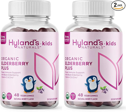Hyland's Naturals Kids Organic Elderberry Plus 48 Vegan (2 Pack)
