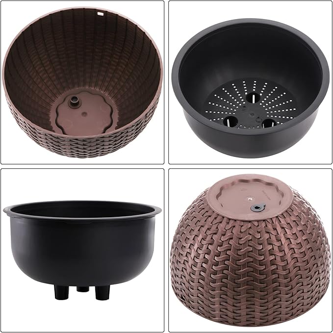 Foraineam 2-Pack Dual-pots Design Hanging Basket Planters Self-Watering Indoor Outdoor Plant & Flower Hanging Pots with Drainer and Chain, 2 Size Assorted