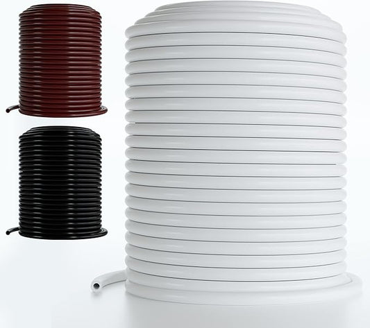 1/4 Drip Irrigation Tubing, 100 Feet, Flexible PVC Plastic Drip Irrigation Hose for Gardening, Misting, Hydroponics and DIY Landscape Garden Projects, Blank Distribution Tubing (100ft, White)