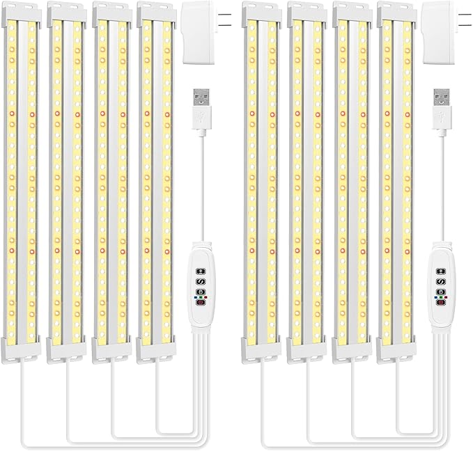 FOXGARDEN Dual-Row Grow Light Strip for Indoor Plants Full Spectrum, 480 LEDs Plant Lights for Indoor Growing with 4/8/12H Timer, Strip Grow Light for Indoor Plants, 10 Dimmable Levels, 2 Pack
