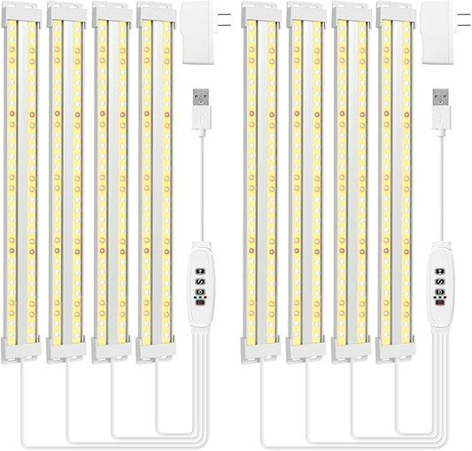 FOXGARDEN Dual-Row Grow Light Strip for Indoor Plants Full Spectrum, 480 LEDs Plant Lights for Indoor Growing with 4/8/12H Timer, Strip Grow Light for Indoor Plants, 10 Dimmable Levels, 2 Pack