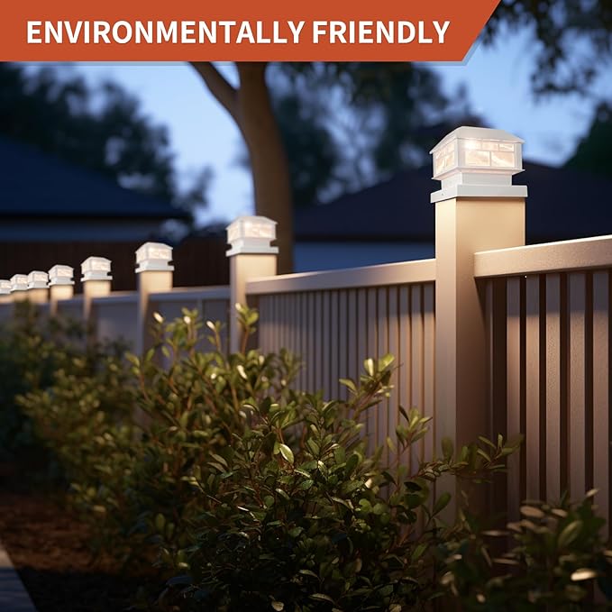 Solar Post Lights Outdoor, 20LM Solar Fence Cap Lights, Waterproof, 2 Light Modes, fit 3.5x3.5in 4x4in 5x5in Wooden Post, Solar Power Deck Light for Garden Deck Patio Decoration(White 12Pack)