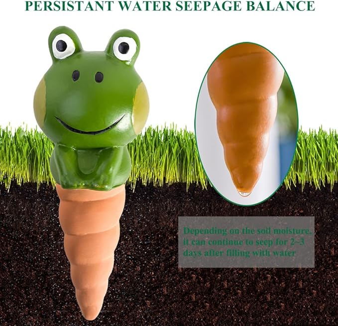 Kaxich Terracotta Plant Self Watering Spikes, 4 Pack Plant Watering Globes Frogs Styles Decorative Self Plant Watering Stakes Vacation Plant Watering Bulbs for Indoor Outdoor Plants