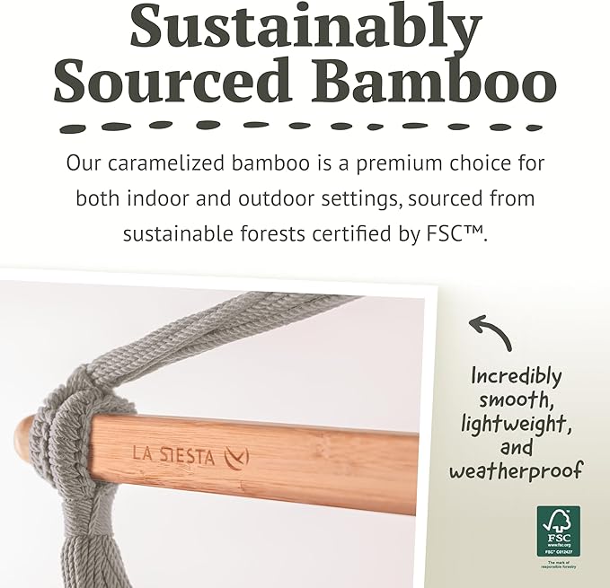 La Siesta® XL King Habana Cotton Hanging Hammock Chair, Indoor Outdoor Hammock Swing Chair, Boho Hanging Chair Bedroom Patio, Max 355 Lbs, Chocolate