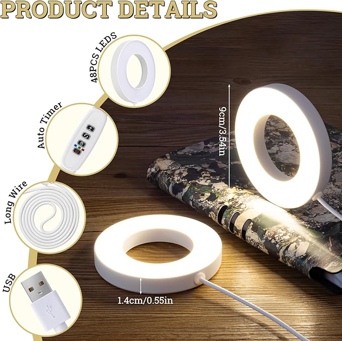 Ceiling Grow Lights for Indoor Plants, 96 LEDs Full Spectrum Halo LED Plant Light, with 3/9/12H Auto Timer Switch, 3 Colors,10 Dimming, Plant Lights for Small Plants, 2 Head