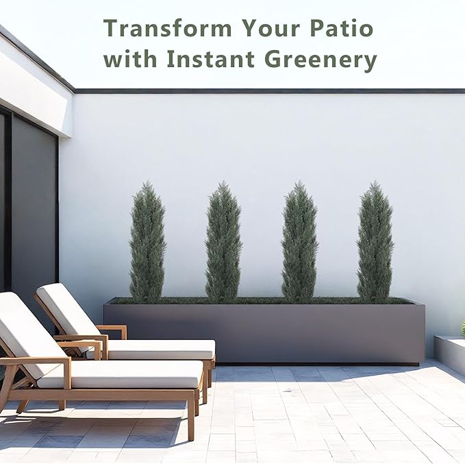 THE BLOOM TIMES 5ft Topiary Trees Artificial Outdoor – UV Resistant Faux Cedar Pine Cypress Bushes and Shrubs, Fake Potted Plants for Front Porch Outside Planter Patio Decor, Set of 2 (5 Foot)