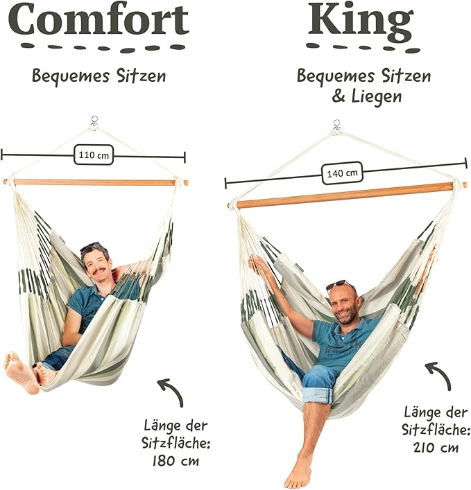 LA SIESTA® - XL King Domingo Hammock Swing Chair - Weather & Tear Resistant Hanging Hammock Chair - Indoor Outdoor Hammock Chair Swing - Hanging Chair for Patio Porch Bedroom - Max 355 Lbs, Cedar