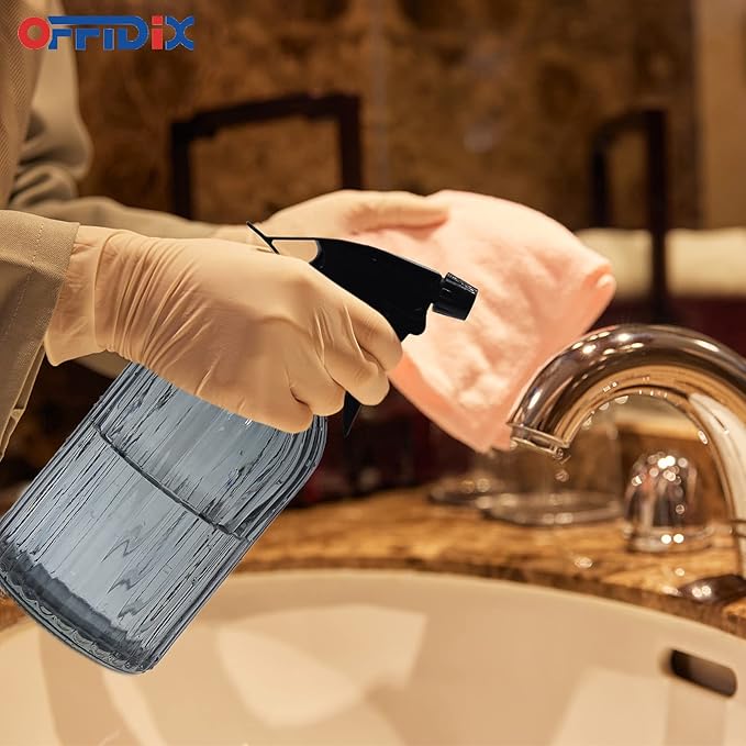 OFFIDIX Glass Spray Bottle, Garden Plants Indoor Plant Mister with Adjustable Nozzle, 0.4L/13.5oz Pressure Watering Can Handheld Spray Bottle for Outdoor Indoor Plants and Cleaning Work (Gray)