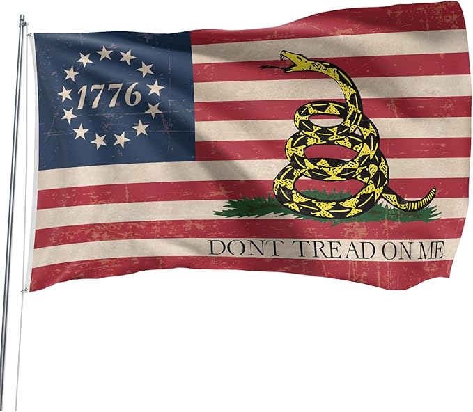 Don't Tread On Me Flag 1776 Flag 3x5 Ft Retro American Flag Polyester Double Sided Mirror Printing Outdoor House Patriotic Banner Decorate