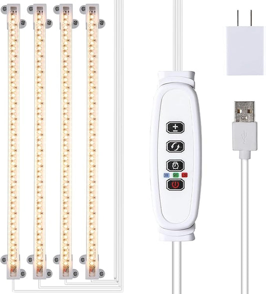 LED Plant Growing lamp, 3000K Full Spectrum Grow Light Strips for Indoor Plants with 3/9/12H Timer & 10 Dimmable Levels, Led Growth Light for Green House Hydroponics Succulent