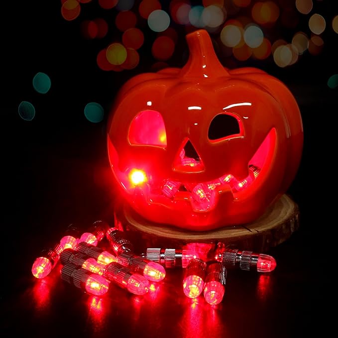 SumDirect Pack of 12 LED Mini Non-Blinking Lights for Paper Lanterns Balloons Floral Wedding Halloween Christmas Party Decoration Centerpieces (12, Red)