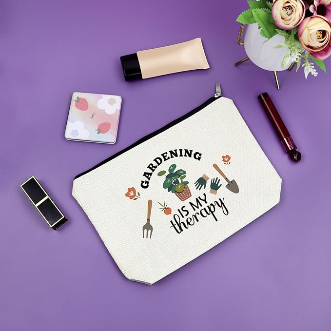 Gardening Gifts for Women Unique Makeup Bag Mom Birthday Gifts Gardener Cosmetic Bag Gardening Is My Therapy Funny Plant Lady Gifts Nature Lovers Gift Ideas Mothers Day Christmas Gifts