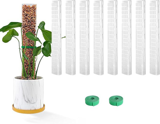 15 Inch 8 Pcs Plastic Moss Pole for Plants Monstera, 8×15'' Plant Poles for Climbing Plants, Plant Support for Indoor Plants Work with Sphagnum Moss, Clear