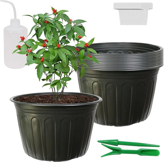 12-Pack 5 Gallon Flexible Plastic Plant Pots,Thickened Soft Seed Starting Container for Indoor Outdoor Plants, Seedlings, Vegetables, Succulents and Cuttings