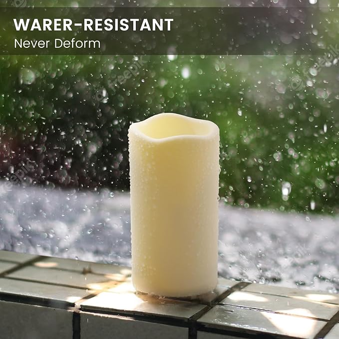 12PACK Waterproof Flameless Candles with Remote Control Candle, Battery Operated Flickering LED Pillar Candle Plastic,Large Size(D3 x H5.5) for Outdoor/Indoor Decoration Wedding, Party, Birthday