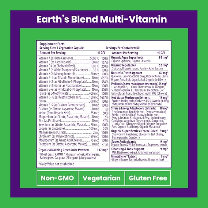 Paradise Herbs - Earth’s Blend® Superfood 60 Count