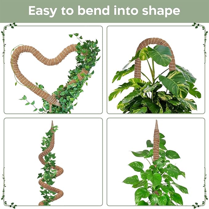 48'' Bendable Moss Pole Monstera Plant Support for Climbing Indoor Plants - Stakes for Potted Climbers - Tall Sticks Indoor Trellis for Houseplants - Accessories for Monstera Pot