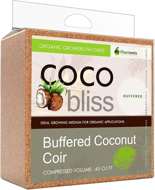 Buffered Coco Bliss (10lbs) - 100% Buffered Coco Coir - Organic Coco Coir for Plants, Garden Soil, & Potting Mixes - Coconut Fiber Substrate Mixes with Potting Soil for Indoor Plants & Outdoor Plants