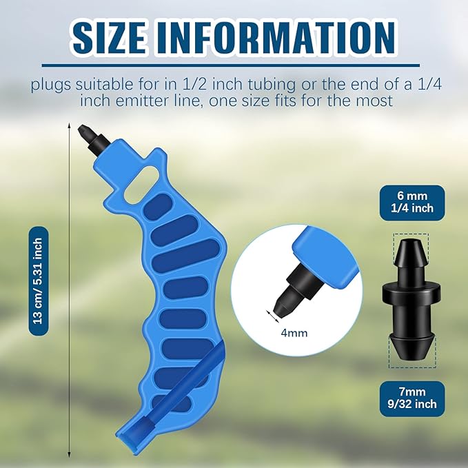 1 Pcs Drip Irrigation Tubing Hole Punch Tool for Easier 1/4 Inch Fitting Emitter Insertion and 50 Drip Irrigation Plugs Goof Plugs for Hose or Tubing End Caps Puncture to Insert Fittings(Novel Style)