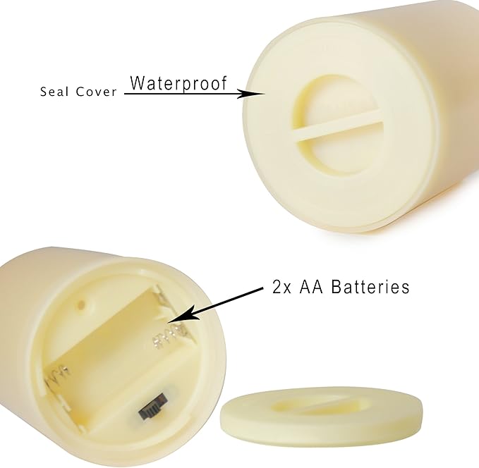 CANDLE CHOICE Waterproof Outdoor Battery Operated Flameless Candles with Remote Timer Plastic Realistic Flickering Fake Electric LED Pillars for Lantern Garden Wedding Christmas Decorations 3 Pack