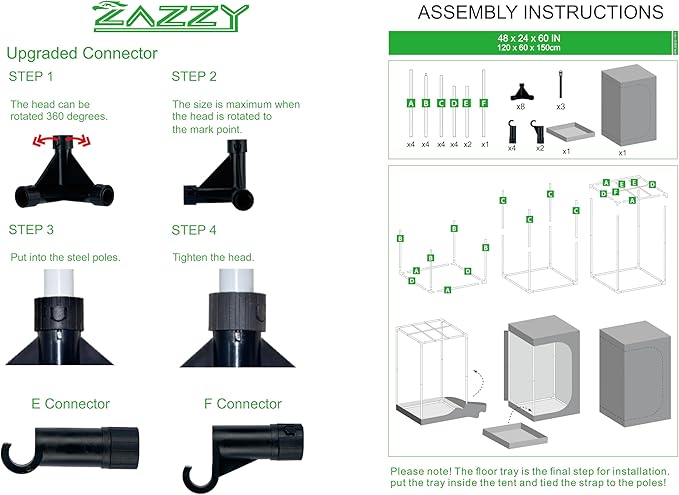 zazzy Tent for Plants Indoor, 48"x24"x60" Grow Tents Plant Tent 600D Mylar Reflective Grow Tent for Hydroponics Indoor Growing 4x2