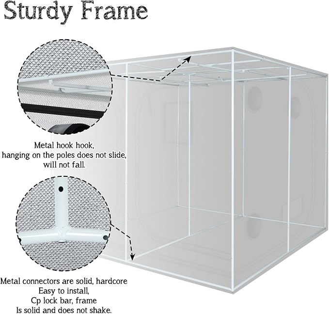 zazzy Large Grow Tent 96"x96"x78", High Reflective Mylar Grow Room with Observation Window, Removable Floor Tray and Tool Bag for Planting Indoor Fruit Flower Veg 8x8