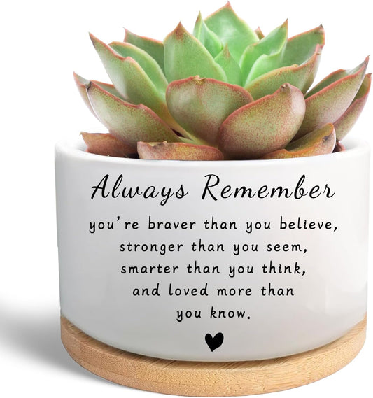 Inspirational Gifts for Women, Cute Succulent Plant Pot, Cactus Flower Planter for Plant Lover, Gardening Motivational Encouragement Cheer Up Gift for Women Men Friend (Plants Not Included)
