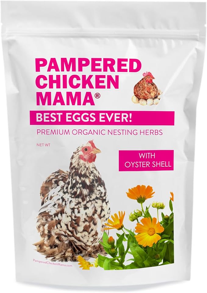 Pampered Chicken Mama Best Eggs Ever! Nesting Herbs for Chickens (16 Ounce/1 Pound) for Chicken Nesting Boxes Calcium Supplement for Chickens | Chicken Feed Supplies, Hen Treats for Coops (1 Bag)