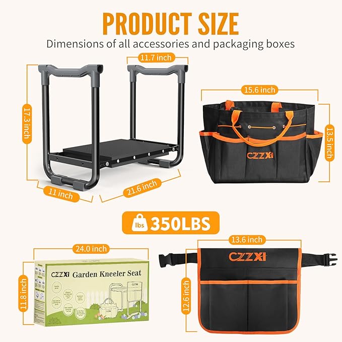 Garden Kneeler and Seat, Wider and Thicker Kneeling Pad Heavy Duty Gardening Stool with Gardening Tool Pouch and Bag, Garden Bench/Chair Gifts for Women, Seniors