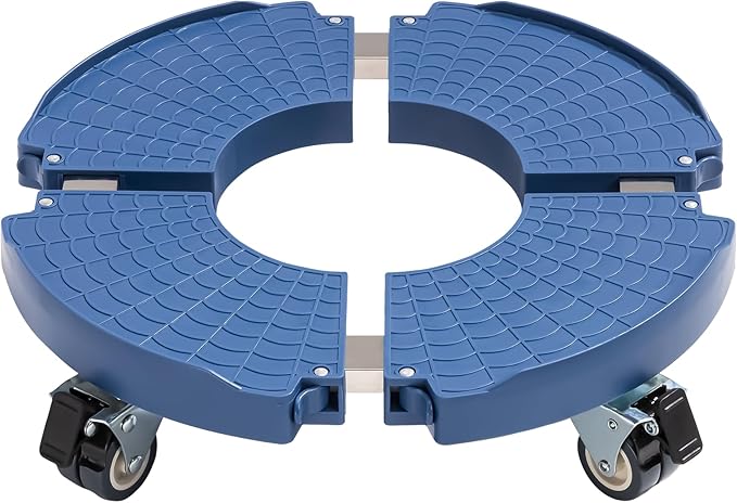 Idzo Heavy Duty Trolley Large Plant Pots Planters Caddies with Wheels 440lbs Capacity, Plant Stand Adjustable 15-21 in, Blue