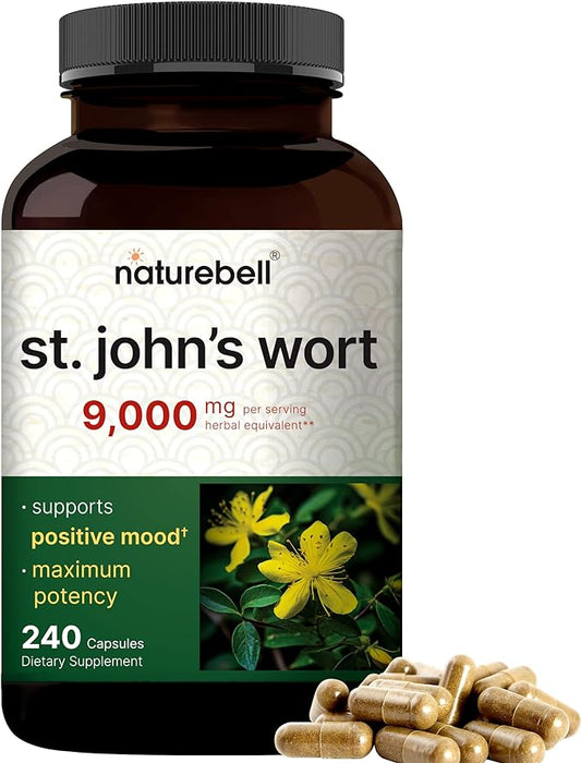 NatureBell St Johns Wort 9,000mg Per 240 Capsules 15:1 Herbal