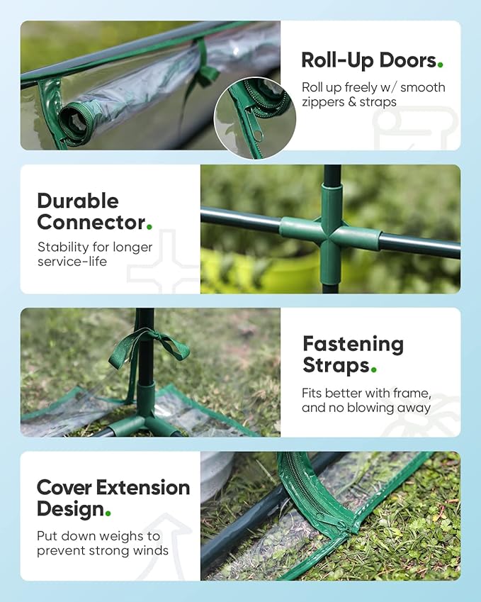 Quictent Portable Mini Cloche Greenhouse w/ Elevated Bottom, Reinforced High Light Transmission Waterproof UV-Resistant Hot House for Indoor Outdoor, w/ 50 T-Shaped Plant Tag, 71" x 36" x 36" (Clear)