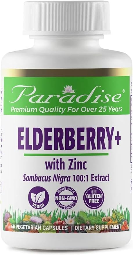 Paradise Herbs Elderberry with Zinc Extract, 60 Vegetarian