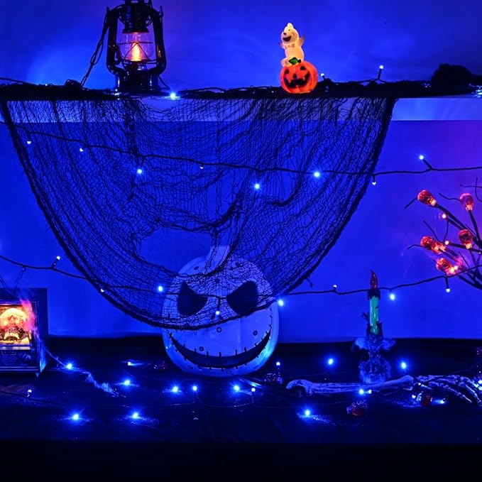 600 LED Halloween Lights, 216 FT Waterproof Halloween String Lights, Blue Halloween Lights Outdoor with 8 Lighting Modes for Halloween Outdoor Party Yard Garden Decoration (216 Ft | Blue, 216 Ft)