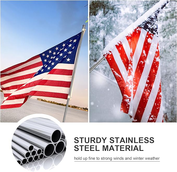 Flag Pole, 6FT Flag Pole for House - Residential or Commercial Metal Flagpole for Garden Yard Porch Truck Boat (No Bracket)