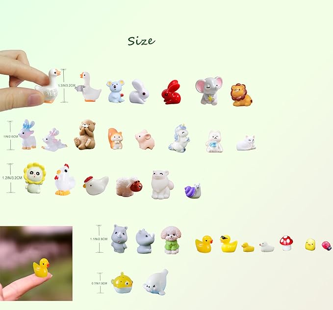 Mini Resin Animals Variety Pack to Hide for Prank Tiny Resin Animals Bulk 100 PCS Figurines for Miniature Fairy Garden Accessories, Cake Topper Decor, Birthday Gift, Party Favors