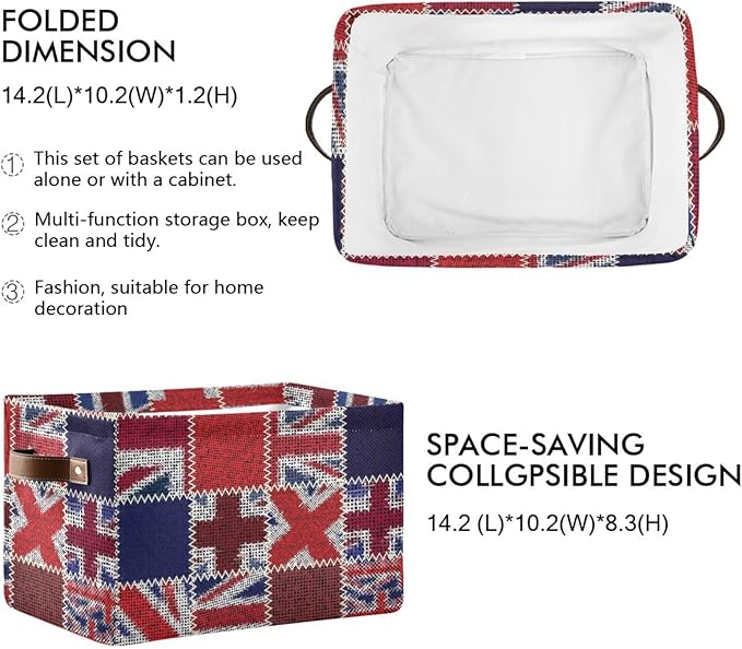 Flag Rectangular Storage Basket Organizer Bin Shelf Baskets For Clothes For Home Office Dorm