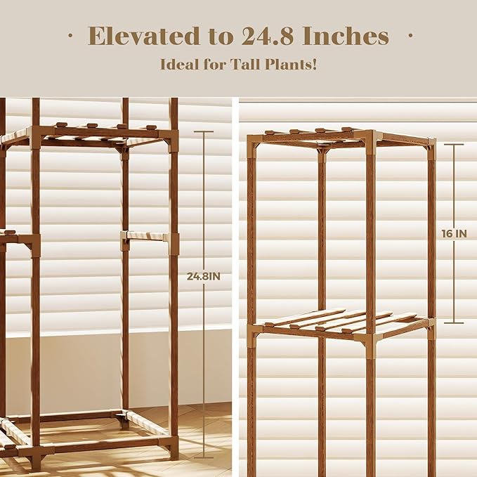 Bamworld 2 Sets of Package Corner Plant Stands Indoor Tall Plant Shelves Outdoor for Multiple Plants 10 Pots Wooden Plant Rack for Living Room Balcony Garden